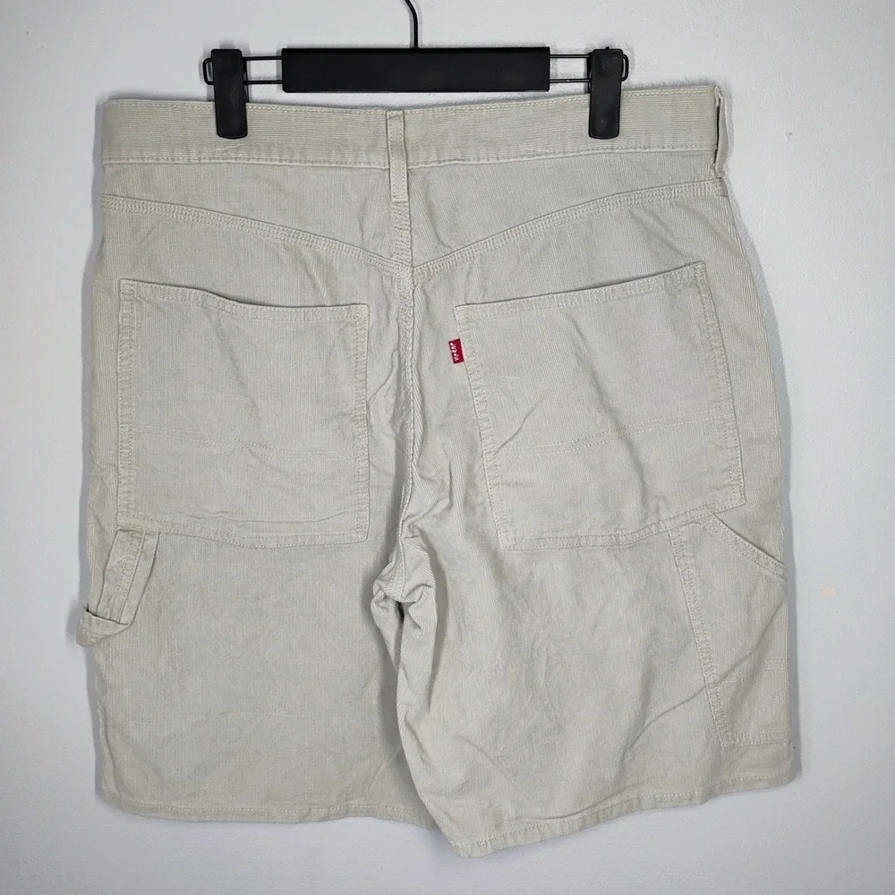Vintage Levi's Beige Carpenter Corduroy Shorts Red Tab Baggy Mens 33 10 Inseam